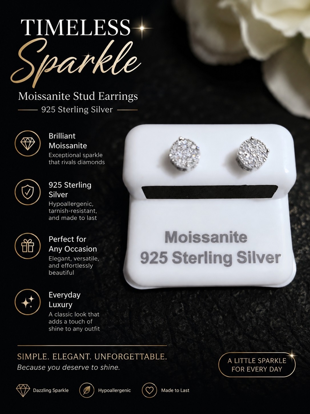 Timeless Sparkle Moissanite Stud Earrings - Sterling Silver
